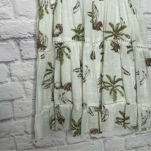 Barok Tropical Palm Tree Print Ivory Babe Doll Mini Dress NWT - Picture 6 of 11